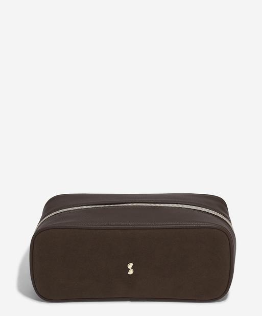 Brown Suedette Expanding Cosmetic Case