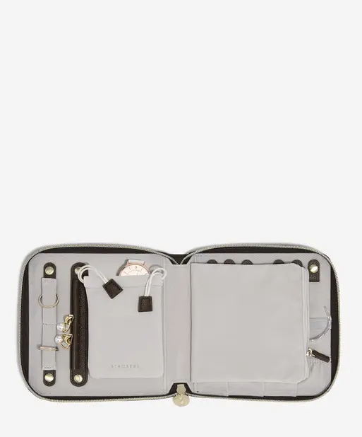 Brown Suedette Square Jewellery Roll