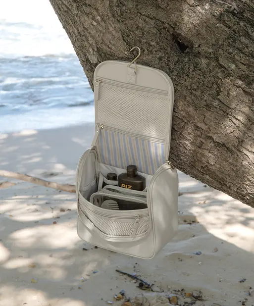 Oatmeal & Blue Hanging Washbag