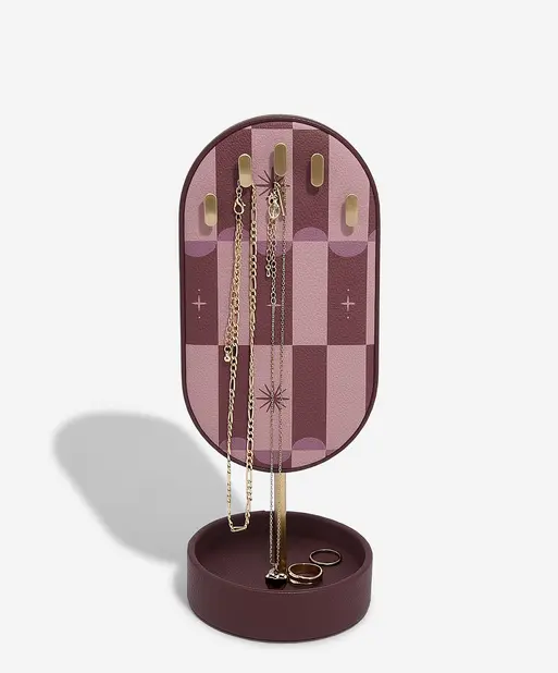 Burgundy Chequered Star Neckace Display Stand