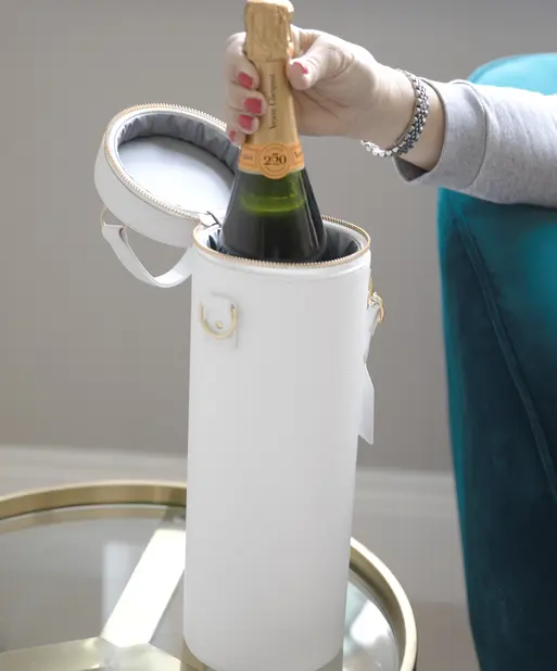 Pebble White Champagne Bottle Bag