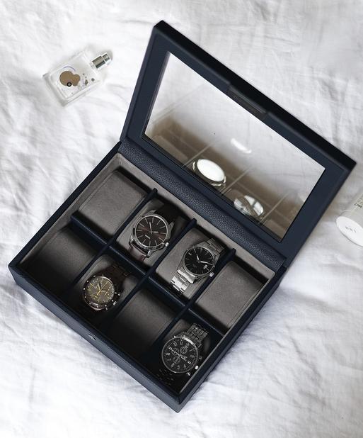 Navy Blue 8 Piece Watch Box