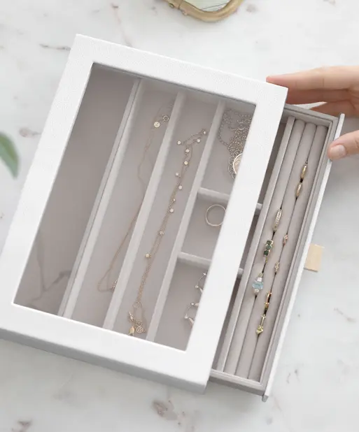 Pebble White Classic Jewellery Box Display Drawer