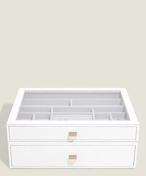 Pebble White Supersize Display Jewellery Box Set of 2
