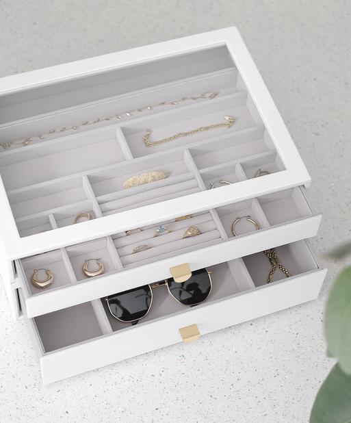 Pebble White Supersize Display Jewellery Box Set of 2