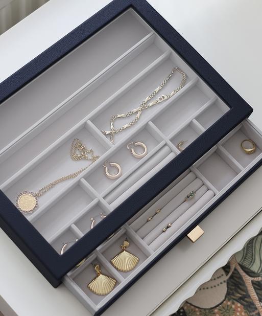 Navy Pebble Supersize Jewellery Box Display Drawer