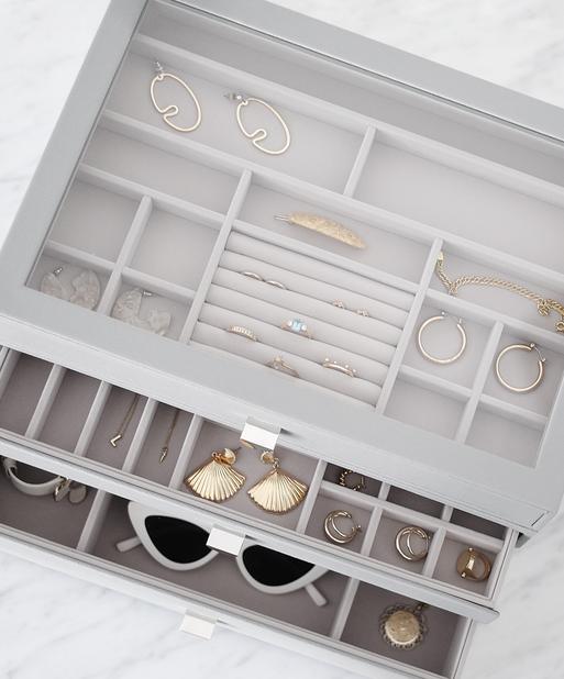 Pebble Grey Supersize Display Jewellery Box Set of 3