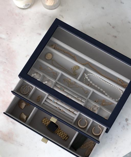 Navy Blue Supersize Display Jewellery Box Set of 2