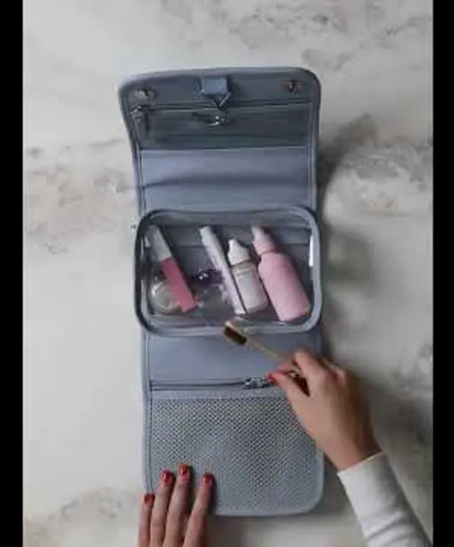 Dusky Blue Small Hanging Washbag