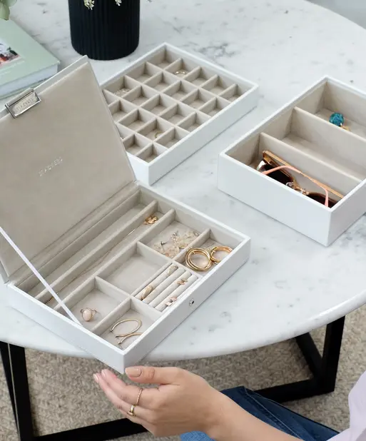 White Classic Jewellery Box Set of 3