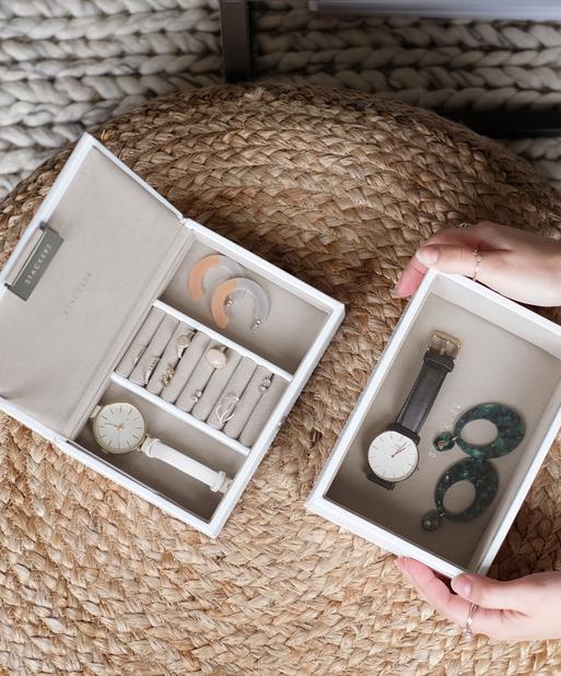 White Mini Jewellery Box Set of 2
