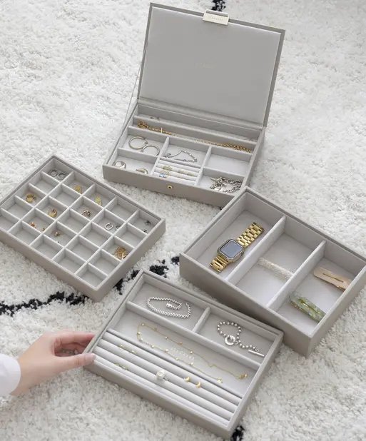Taupe Classic Jewellery Box Set of 4