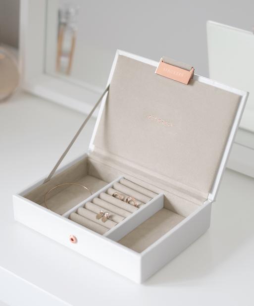 White & Rose Gold Mini Jewellery Box Lid