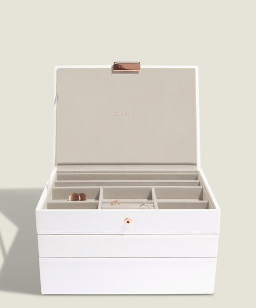 White & Rose Gold Classic Jewellery Box Set of 3