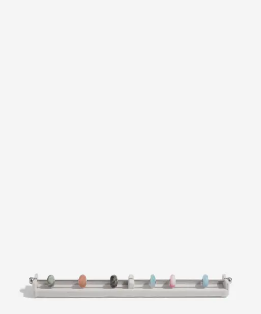 Long Grey Velvet Charm Bar