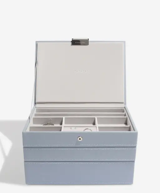 Dusky Blue Classic Jewellery Box Set of 3