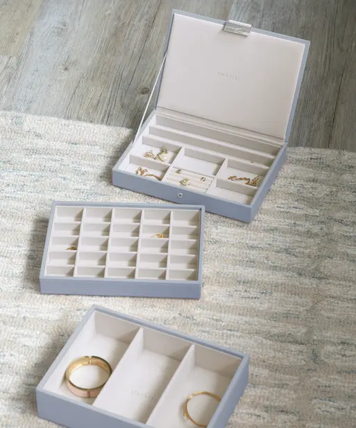 Dusky Blue Classic Jewellery Box Set of 3