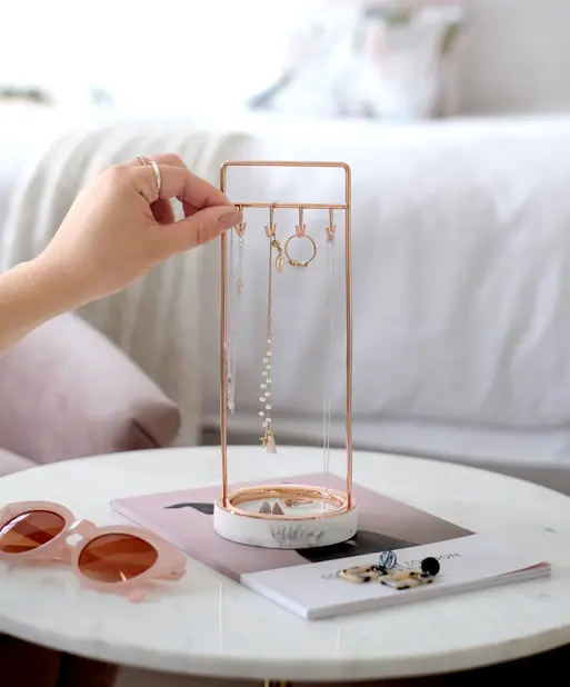 Large Marble 8 Hook Jewellery Stand