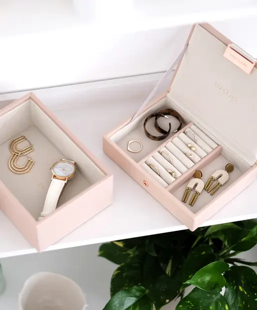 Blush Pink Mini Jewellery Box Set of 2