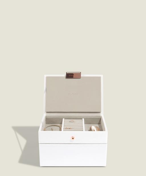White & Rose Gold Mini Jewellery Box Set of 2