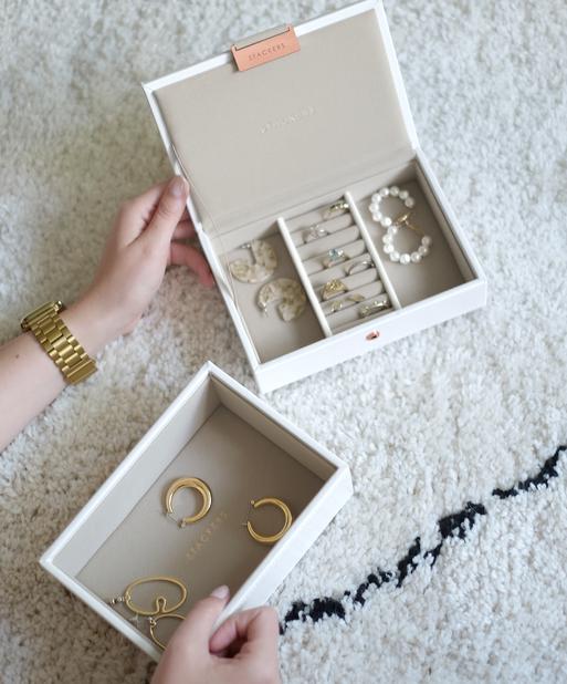 White & Rose Gold Mini Jewellery Box Set of 2
