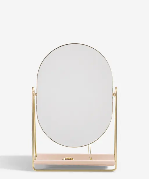 Blush & Gold Dressing Table Mirror & Jewellery Stand