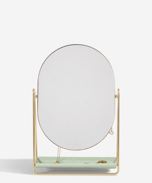Sage Green & Gold Dressing Table Mirror & Jewellery Stand