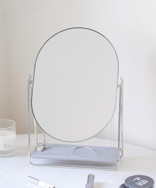 Lavender & Chrome Dressing Table Mirror & Jewellery Stand