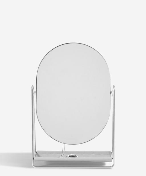 Pebble Grey & Chrome Dressing Table Mirror & Jewellery Stand