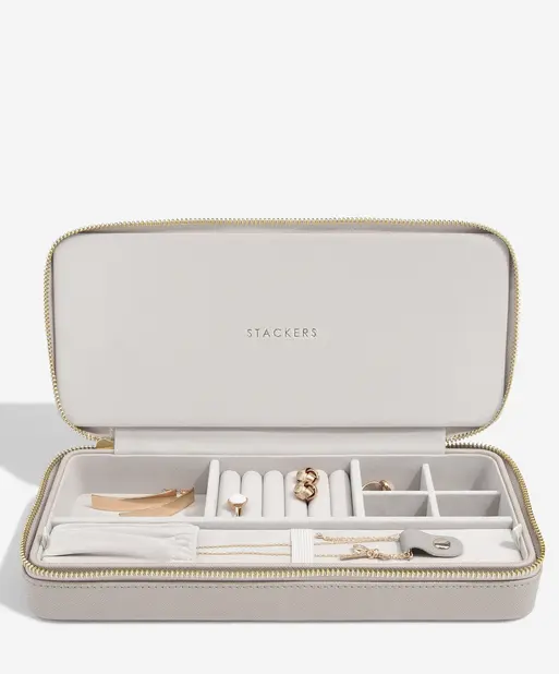 Taupe Sleek Necklace Zipped Jewellery Box