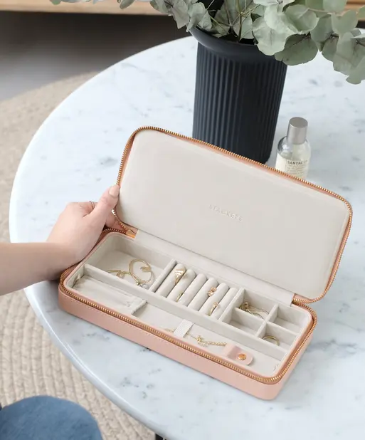 Blush Sleek Necklace Zipped Jewellery Box