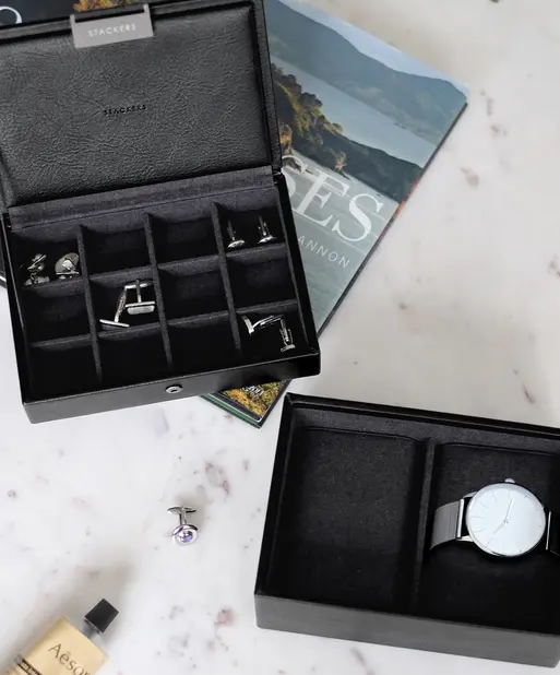 Black Mini Watch & Cufflink Box