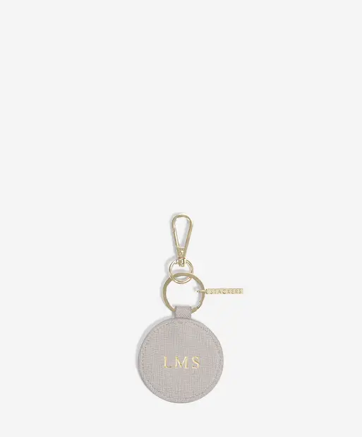 Personalised Taupe Round Keyring