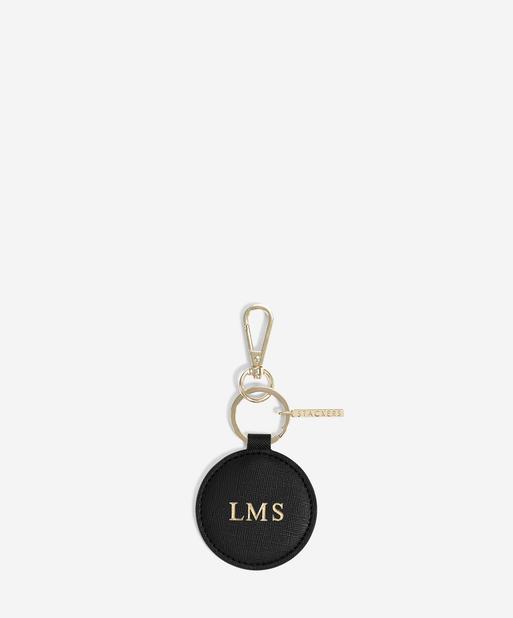 Personalised Black Round Keyring