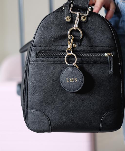 Personalised Black Round Keyring