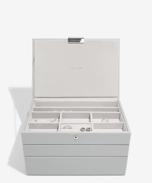Pebble Grey Classic Jewellery Box Set of 3