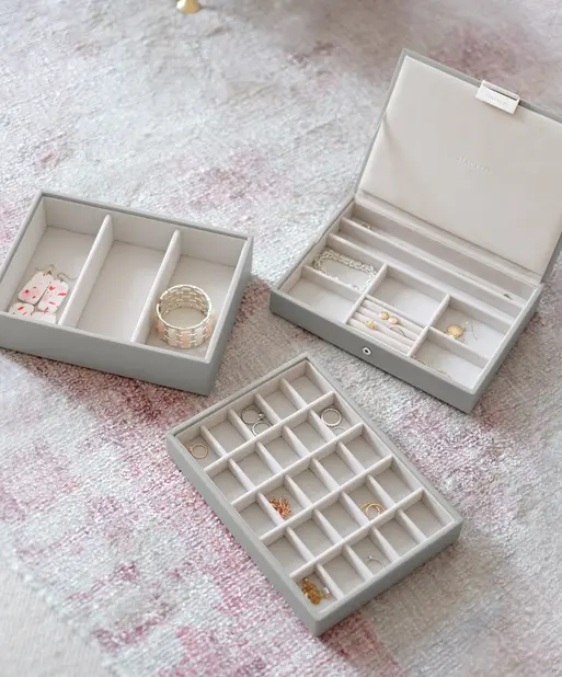 Pebble Grey Classic Jewellery Box Set of 3