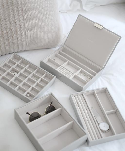 Pebble Grey Classic Jewellery Box Set of 4