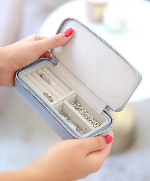 Lavender Medium Zipped Travel Jewellery Box