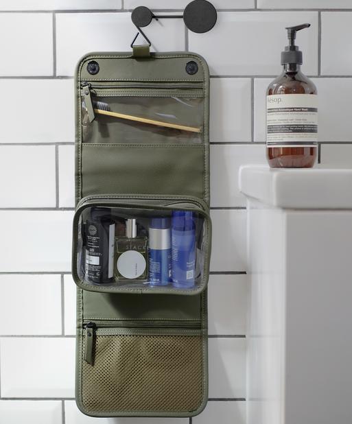 Olive Green Small Hanging Washbag