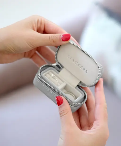 Pebble Grey Petite Zipped Jewellery Box