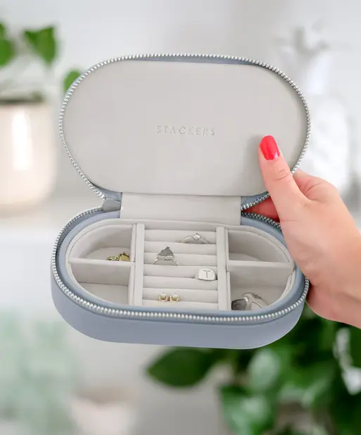 Lavender Oval Zipped Jewellery Box