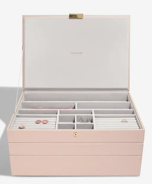 Blush Pink & Champagne Gold Supersize Jewellery Box Set of 3