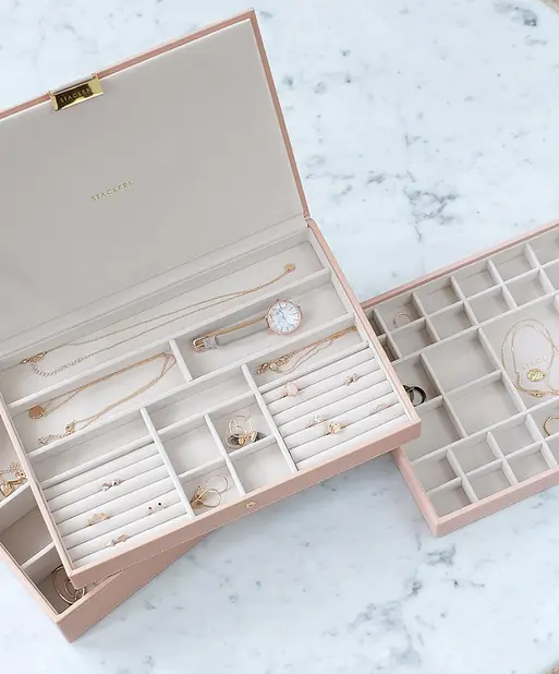 Blush Pink & Champagne Gold Supersize Jewellery Box Set of 3