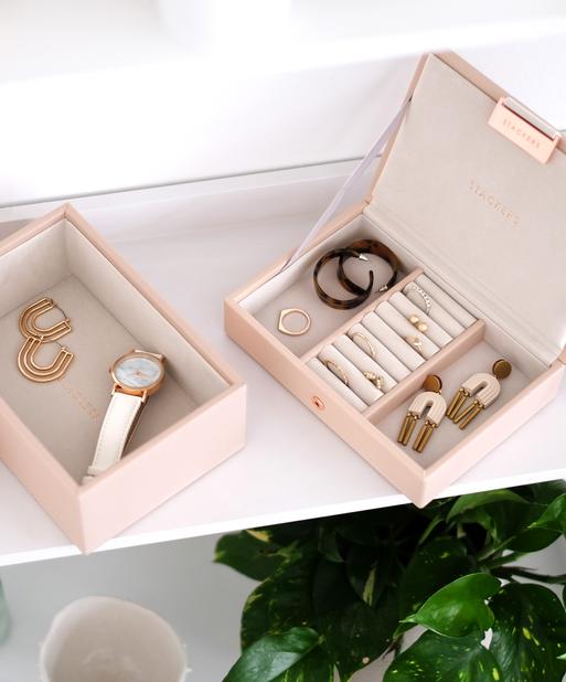 Blush Pink & Champagne Gold Mini Jewellery Box Set of 2