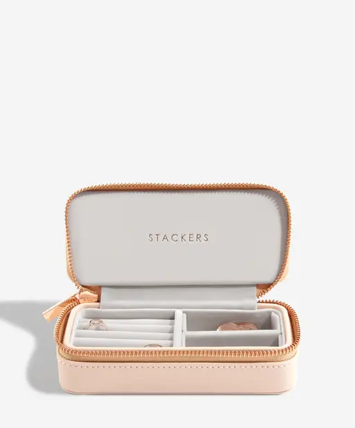 Blush Pink Medium Zipped Travel Jewellery Box