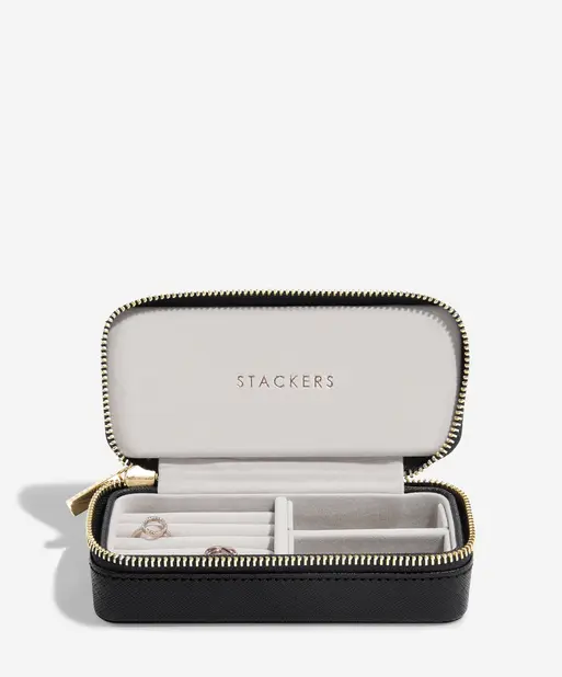 Black Medium Zipped Travel Jewellery Box