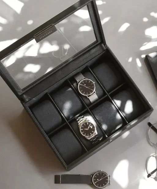 Black 8 Piece Watch Box