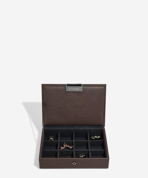 Brown Lidded Mini Cufflink Box