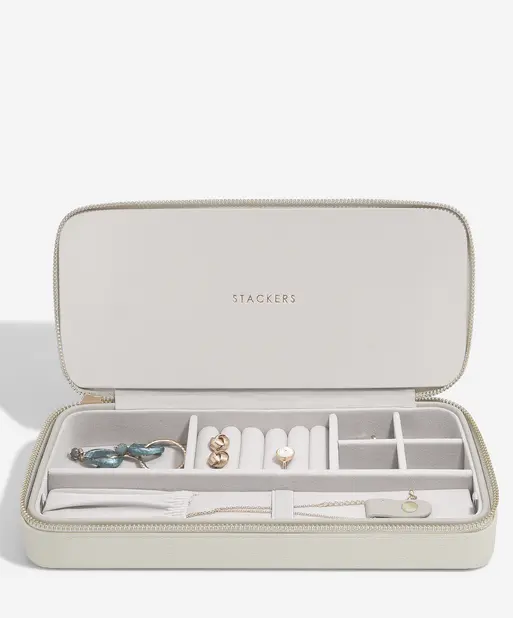 Oatmeal Sleek Necklace Zipped Jewellery Box